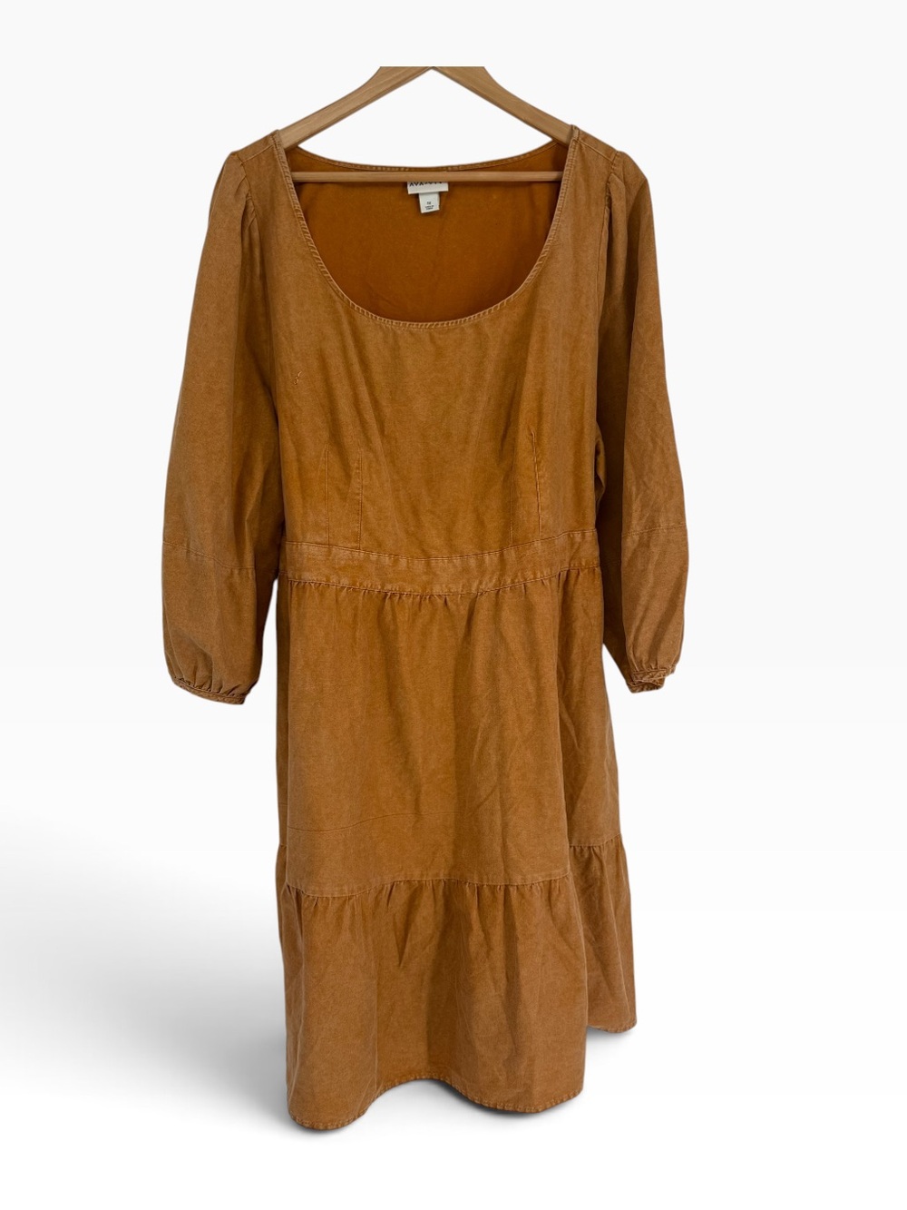 Ava & Viv Copper Balloon Sleeve A-Line Boho Dress w/ Tieback Size 1X Gold
